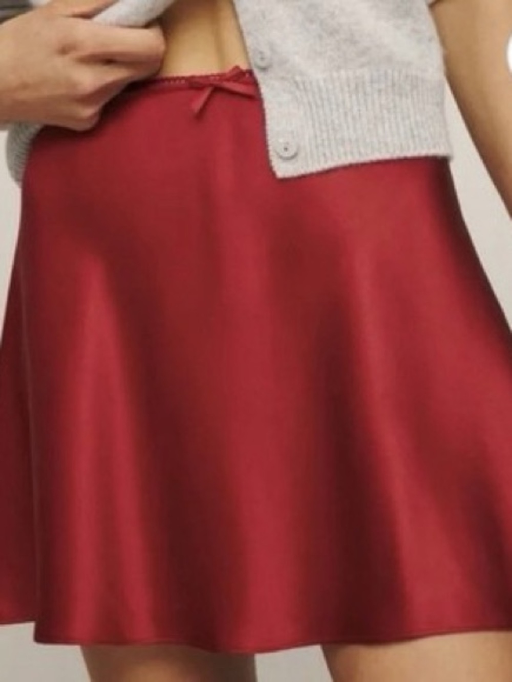 Reformation Edda Silk Mini Skirt | Red | Size L